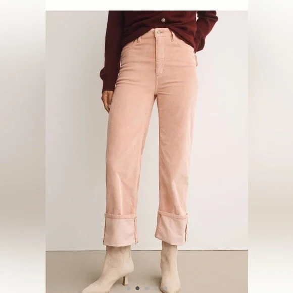 NWT new 31 Anthropologie pilcro Scotty corduroy cuffed pants straight leg pink - Picture 8 of 16